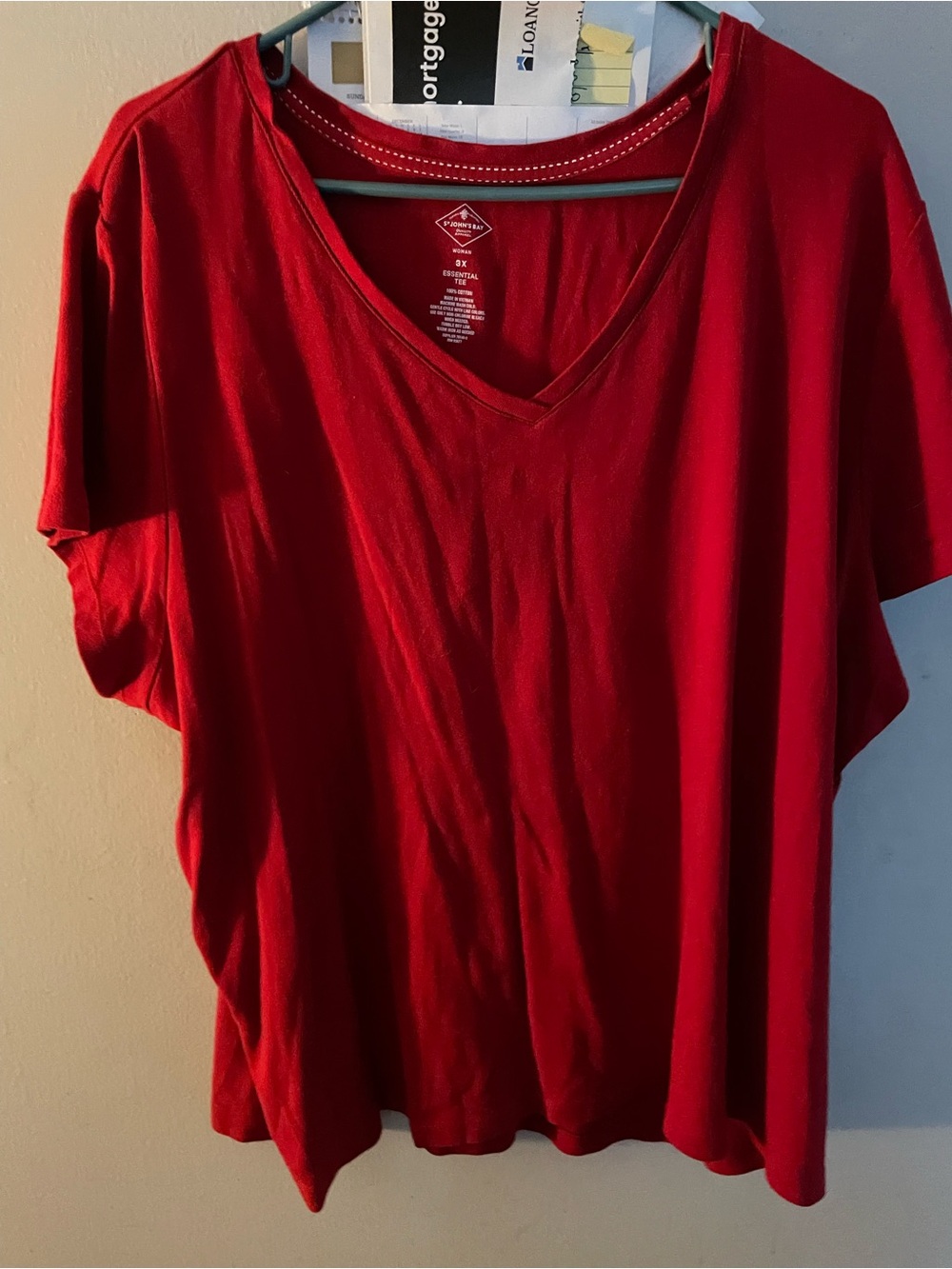 St. John's Bay Red V-Neck Short Sleeve Tee